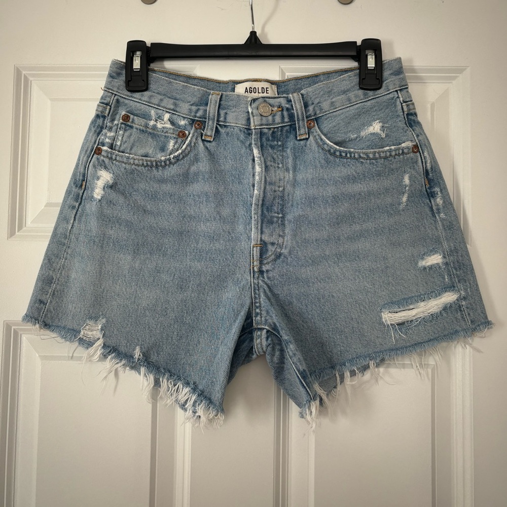 Agolde distressed jean shorts